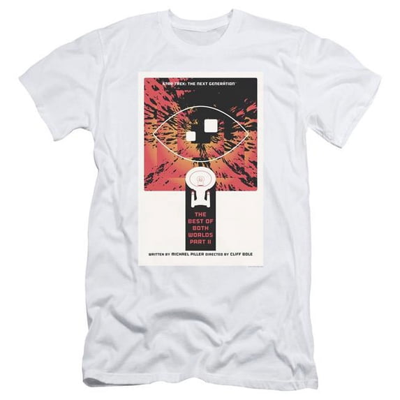 Trevco Star Trek & TNG Season 4 Episode 1 Adult 30-1 Slim Fit Short Sleeve T-Shirt, White - Medium