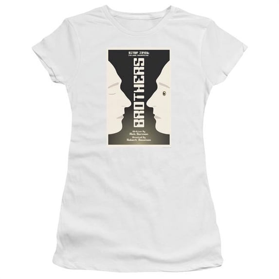 Trevco Star Trek & TNG Season 4 Episode 3 Cap Sleeve Cotton Junior Sheer T-Shirt, White - Large
