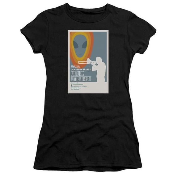 Trevco Star Trek & TNG Season 4 Episode 8 Juniors Sheer Cap Short Sleeve T-Shirt, Black - Extra Large