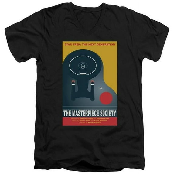 Trevco CBS2129B-AV-2 Star Trek & TNG Season 5 Episode 13 Adult Slim Fit Cotton 30-1 V-Neck T-Shirt, Black - Medium