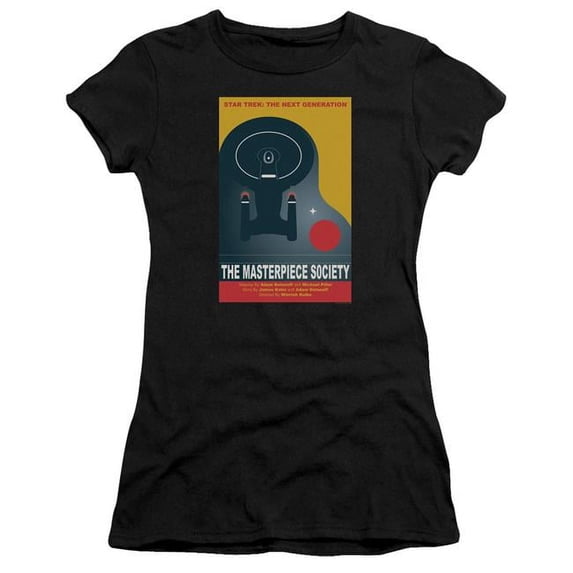 Trevco Star Trek & TNG Season 5 Episode 13 Juniors Sheer Cap Short Sleeve T-Shirt, Black - Small