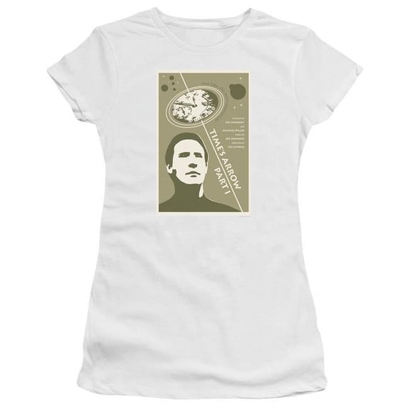 Trevco Star Trek & TNG Season 5 Episode 26 Junior Cotton Sheer Cap Short Sleeve T-Shirt, White - Medium