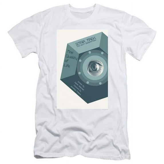Trevco Star Trek & TNG Season 6 Episode 9 Adult 30-1 Slim Fit Short Sleeve T-Shirt, White - Medium