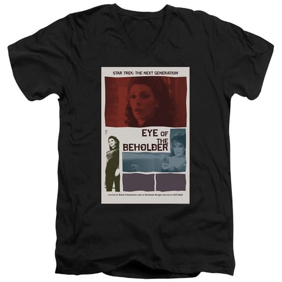 Trevco CBS2185B-AV-3 Star Trek & TNG Season 7 Episode 18 Adult Slim Fit Cotton 30-1 V-Neck T-Shirt, Black - Large