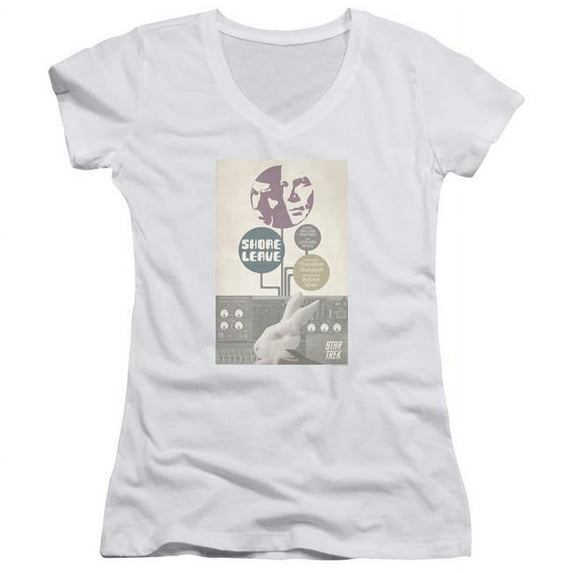 Trevco Star Trek & TOS Episode 15 Juniors V-Neck Sheer Jersery with Cap Sleeve, White - Extra Large