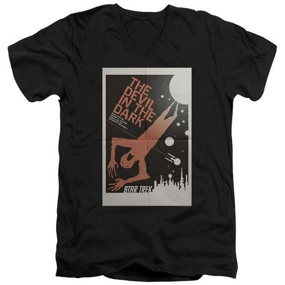 Trevco Star Trek & TOS Episode 25 Adult Slim Fit Cotton 30-1 V-Neck T-Shirt, Black - Large