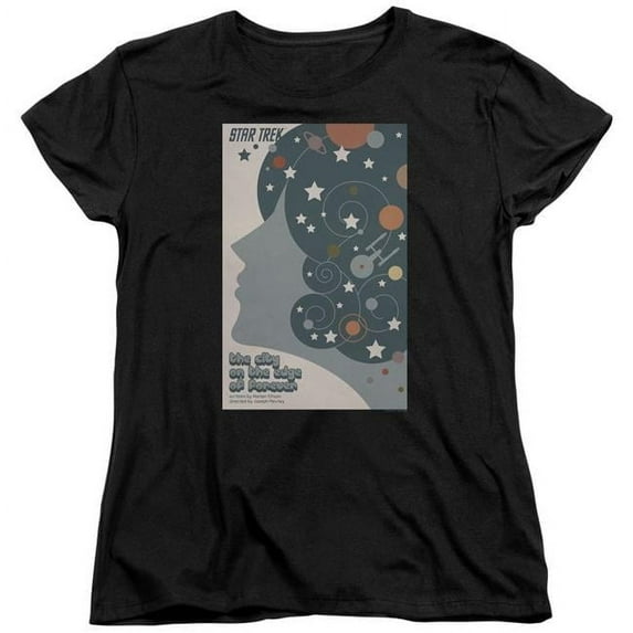 Trevco CBS1965B-WT-1 Star Trek & TOS Episode 28 Womens Short Sleeve T-Shirt, Black - Small