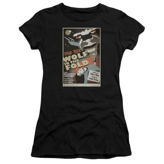 Trevco Star Trek & TOS Episode 43 Juniors Sheer Cap Short Sleeve T-Shirt, Black - Small