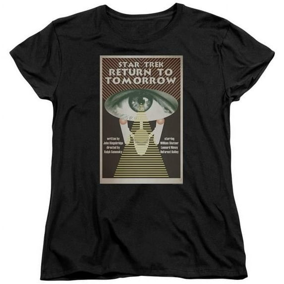Trevco CBS1986B-WT-2 Star Trek & TOS Episode 49 Womens Short Sleeve T-Shirt, Black - Medium