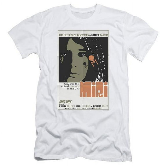 Trevco Star Trek & TOS Episode 8 Adult 30-1 Slim Fit Short Sleeve T-Shirt, White - Large