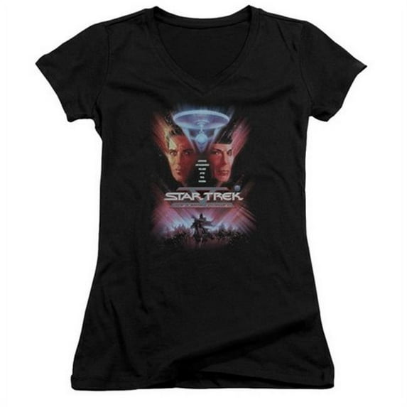 Trevco Star Trek-The Final Frontier-Movie - Junior V-Neck Tee - Black, Medium