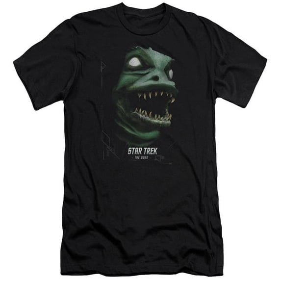 Trevco CBS1195-PSF-2 Star Trek & The Gorn Premium Canvas Adult Cotton Slim Fit 30-1 T-Shirt, Black - Medium