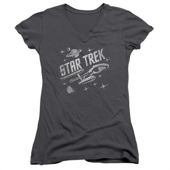 Trevco Star Trek-Through Space - Junior Tee - Charcoal- Small