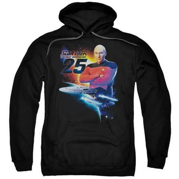 Trevco Star Trek-Tng 25 - Adult Pull-Over Hoodie - Black- Small