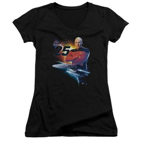 Trevco Star Trek-Tng 25 - Junior Tee - Black- Extra Large