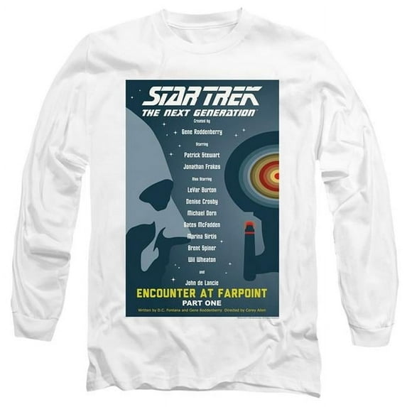 Trevco CBS2017-AL-5 Star Trek & Tng Season 1 Episode 1 Long Sleeve Adult Cotton 18-1 T-Shirt, White - 2X