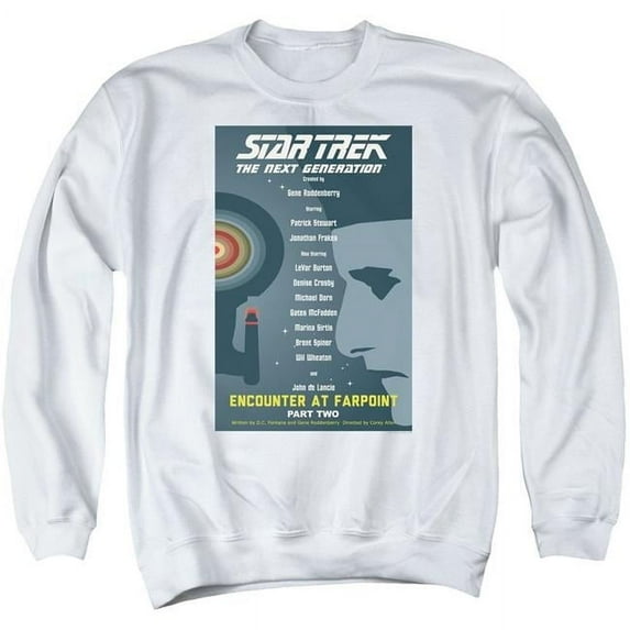 Trevco CBS2018-AS-2 Star Trek & Tng Season 1 Episode 2 Adult Cotton & Polyster Crewneck Sweatshirt, White - Medium