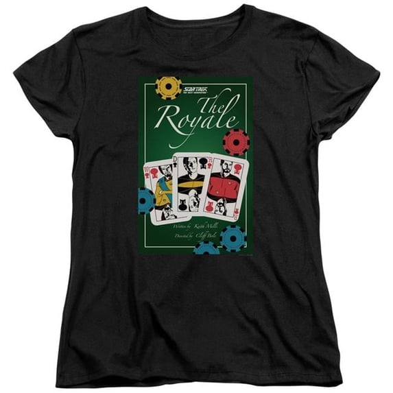 Trevco Star Trek & Tng Season 2 Episode 12 Short Sleeve Cotton Women T-Shirt, Black - Medium