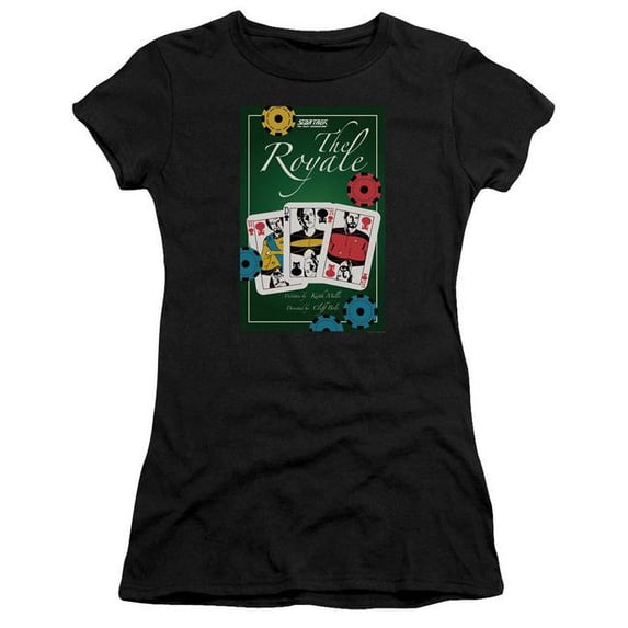 Trevco Star Trek & Tng Season 2 Episode 12 Short Sleeve Junior Sheer Cotton T-Shirt, Black - Small