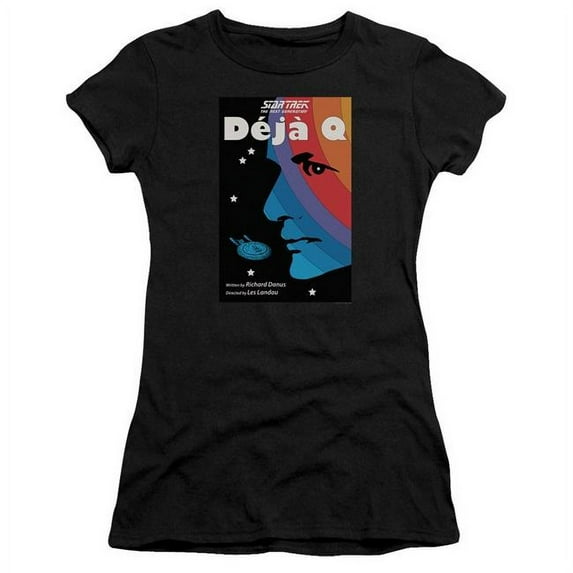 Trevco Star Trek & Tng Season 3 Episode 13 Short Sleeve Junior Sheer Cotton T-Shirt, Black - Large