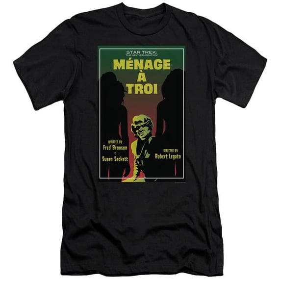 Trevco CBS2088B-PSF-1 Star Trek & Tng Season 3 Episode 24 Premium Canvas Adult Cotton Slim Fit 30-1 T-Shirt, Black - Small