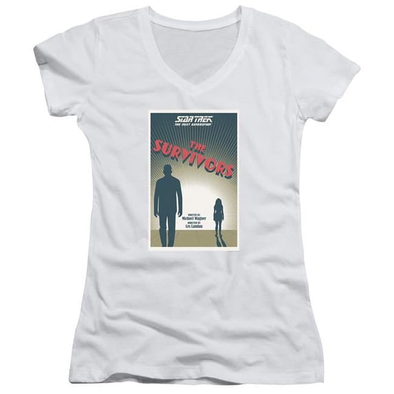 Trevco Star Trek & Tng Season 3 Episode 3 Junior V-Neck Cotton T-Shirt, White - Extra Large