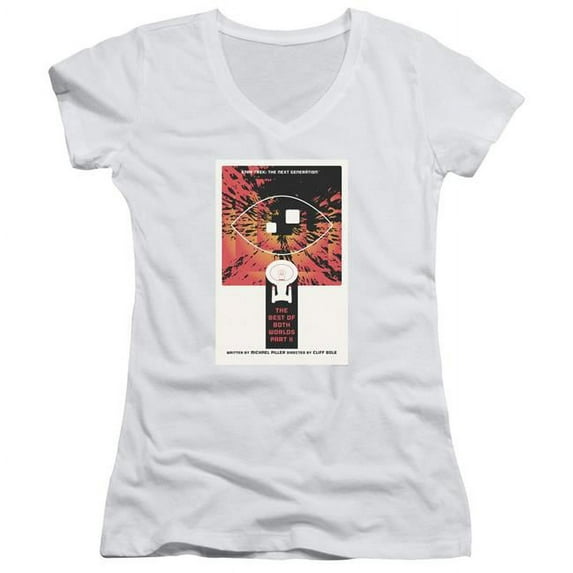 Trevco Star Trek & Tng Season 4 Episode 1 Junior V-Neck Cotton T-Shirt, White - Small