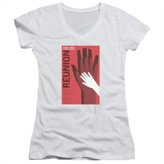 Trevco Star Trek & Tng Season 4 Episode 7 Junior V-Neck Cotton T-Shirt, White - Small