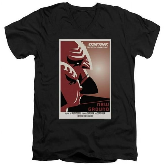 Trevco CBS2126B-AV-1 Star Trek & Tng Season 5 Episode 10 Short Sleeve Adult Cotton V-Neck 30-1 T-Shirt, Black - Small