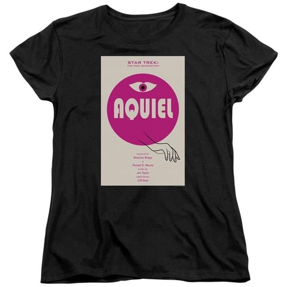 Trevco CBS2154B-WT-4 Star Trek & Tng Season 6 Episode 13 Short Sleeve Cotton Women T-Shirt, Black - Extra Large