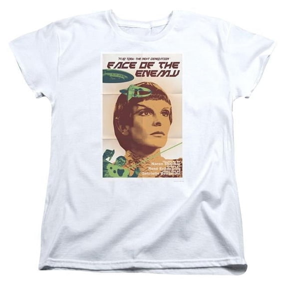 Trevco CBS2155-WT-2 Star Trek & Tng Season 6 Episode 14 Short Sleeve Cotton Women T-Shirt, White - Medium