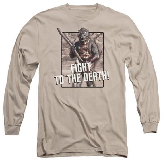 Trevco Star Trek-To The Death - Long Sleeve Adult 18-1 Tee - Sand- Medium