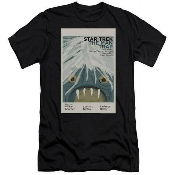 Trevco CBS1938B-PSF-1 Star Trek & Tos Episode 1 Premium Canvas Adult Cotton Slim Fit 30-1 T-Shirt, Black - Small