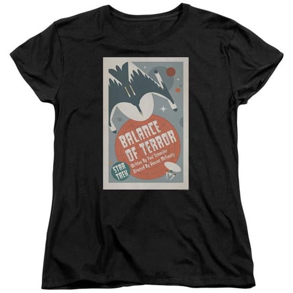 Trevco CBS1951B-WT-5 Star Trek & Tos Episode 14 Short Sleeve Cotton Women T-Shirt, Black - 2X