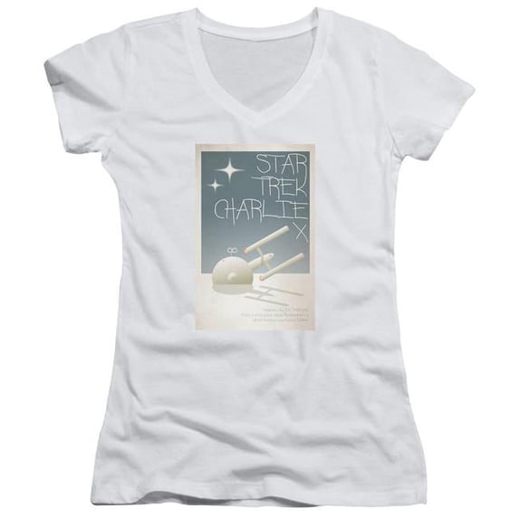 Trevco Star Trek & Tos Episode 2 Junior Sheer Cap Sleeve Cotton V-Neck T-Shirt, White - 2X