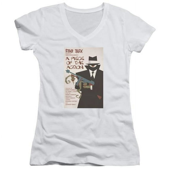 Trevco Star Trek & Tos Episode 46 Junior V-Neck Cotton T-Shirt, White - Extra Large
