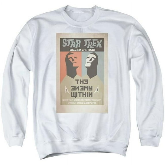 Trevco Star Trek & Tos Episode 5 Adult Cotton & Polyster Crewneck Sweatshirt, White - Medium