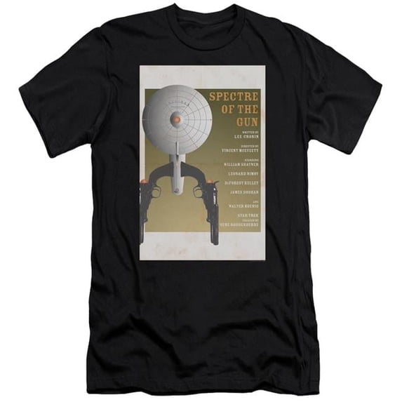 Trevco CBS1998B-PSF-5 Star Trek & Tos Episode 61 Premium Canvas Adult Cotton Slim Fit 30-1 T-Shirt, Black - 2X
