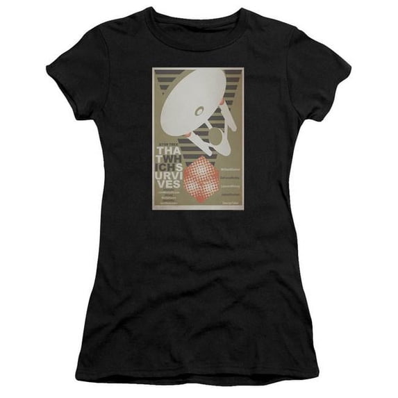 Trevco Star Trek & Tos Episode 72 Cap Sleeve Cotton Junior Sheer T-Shirt, Black - Extra Large