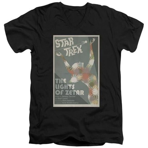 Trevco Star Trek & Tos Episode 73 Short Sleeve Cotton Adult Slim Fit V-Neck 30-1 T-Shirt, Black - 2X