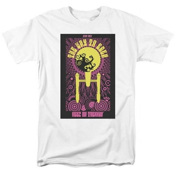 Trevco CBS2012-AT-5 Star Trek & Tos Episode 75 Short Sleeve Adult Cotton 18-1 T-Shirt, White - 2X