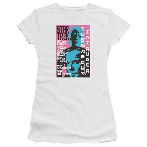 Trevco Star Trek & Tos Episode 79 Short Sleeve Junior Sheer Cotton T-Shirt, White - Small