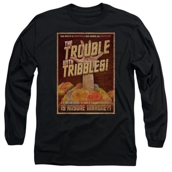 Trevco Star Trek-Tribbles- The Movie - Long Sleeve Adult 18-1 Tee - Black- Large