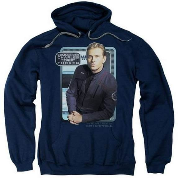 Trevco Star Trek-Trip Tucker - Adult Pull-Over Hoodie - Navy- 2X
