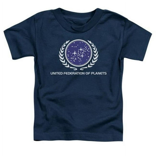 Trevco Star Trek-United Federation Logo - Short Sleeve Toddler Tee - Navy- Small 2T