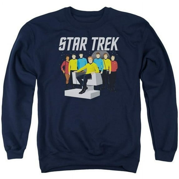 Trevco CBS1313-AS-4 Star Trek & Vector Crew Adult Cotton & Polyster Crewneck Sweatshirt, Navy - Extra Large