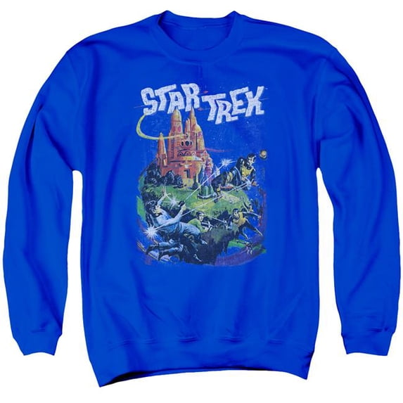 Trevco CBS1310-AS-4 Star Trek & Vulcan Battle Adult Cotton & Polyster Crewneck Sweatshirt, Royal Blue - Extra Large
