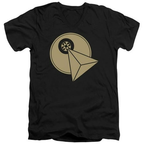 Trevco Star Trek-Vulcan Logo - Short Sleeve Adult 30-1 V-Neck Tee - Black- Medium