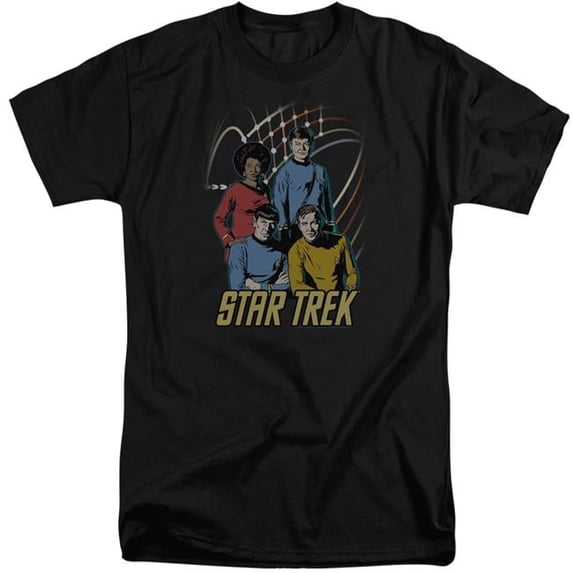Trevco CBS398-ATT-4 Star Trek & Warp Factor 4 Adult Tall Fit 18-1 Short Sleeve T-Shirt, Black - Extra Large