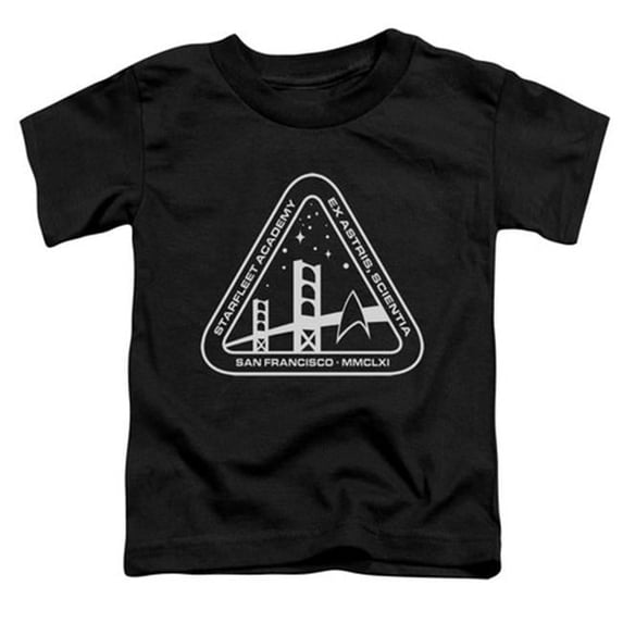 Trevco Star Trek-White Academy Logo - Short Sleeve Toddler Tee - Black- Medium 3T